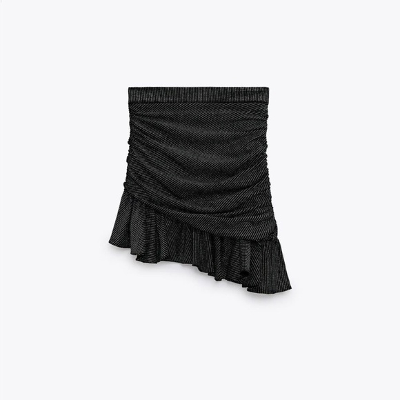 ZARA sparkly asymmetrical ruffle hem mini skirt - Picture 7 of 12